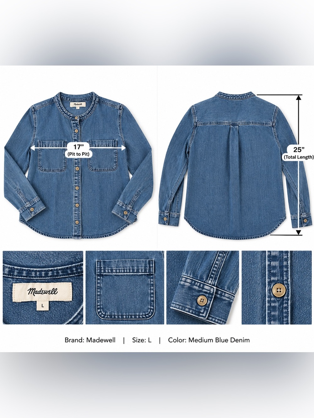 Madewell Denim Shirt Jacket Shacket Medium Blue Jean